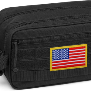 Toiletry Bag for Men - Dry Wet Separate Travel Toiletry Bag, Tactical Molle Dopp Kit for Men with Large Capacity, Water-Resistant Shaving Bag for Adult Women for Travel, Black